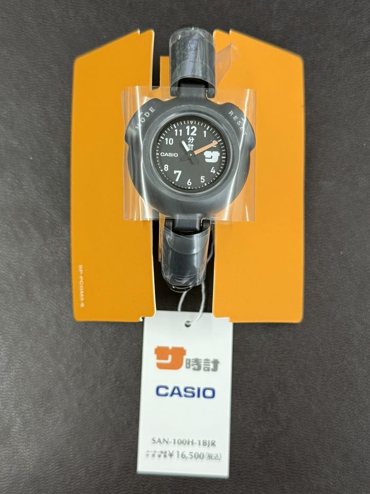 デジタルウォッチ、、「E S SIVEE 11 12 1 10 分 4 प्ੀ 9 CASIO ت - 4 4 5 8 7 6 SP Pccma 時討 時謝 CASIO SAN-100H-1BJR 00H-1 BIR SAN- 製¥16,500税込) . 6,500 하스)」というテキストの画像のようです